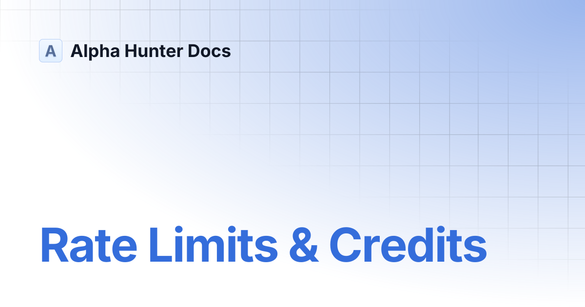 Rate Limits & Credits | Alpha Hunter Docs